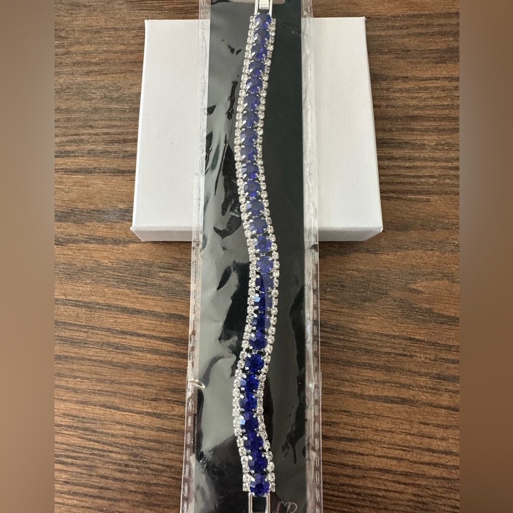 Blue and Silver Rhinestone Bracelet